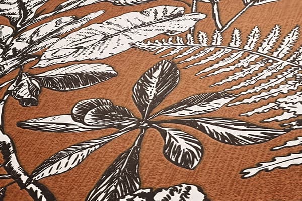 Non woven-tapet blomster Profhome 375204-GU lätt texturerad matt färg orange vit brun 5,33 m2