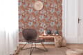 Miniatyrbild 5 av 7: Non woven-tapet blomster Profhome 375204-GU lätt texturerad matt färg orange vit brun 5,33 m2