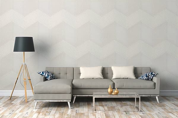 Ikke-vævet tapet geometriske Profhome 375222-gu lidt tekstureret mat färg hvid sølv sølv 5,33 m2