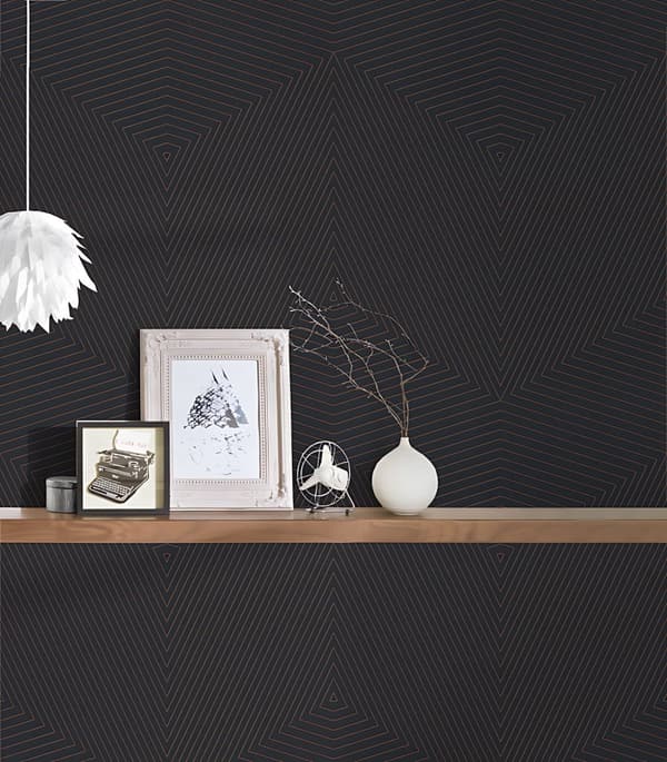 Non woven-tapet geometrisk Profhome 375226-GU lätt texturerad glansigt mönster matt bakgrund färg svart brons brons 5,33 m2