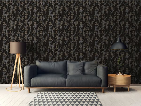 Non woven-tapet design Profhome 375261-GU slät matt färg svart grå brun 5,33 m2