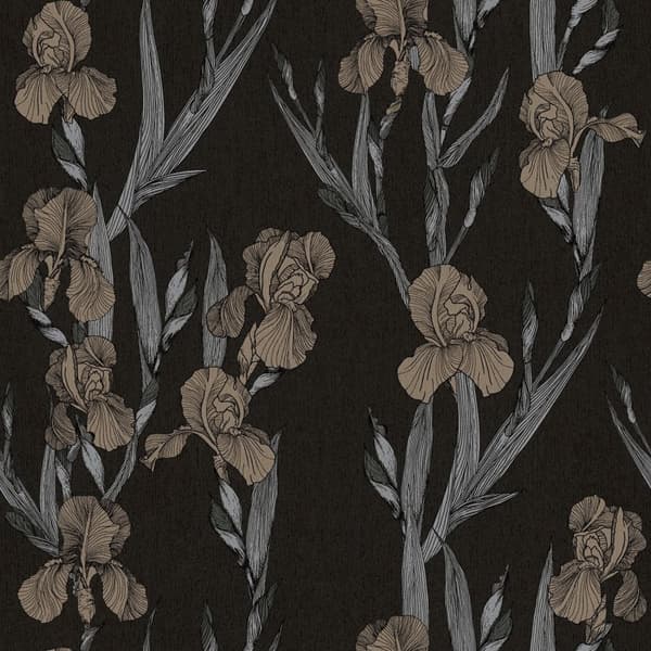 Non woven-tapet design Profhome 375261-GU slät matt färg svart grå brun 5,33 m2