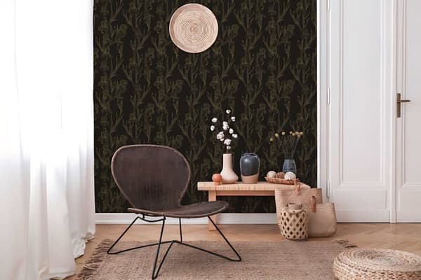 Non woven-tapet design Profhome 375263-GU slät matt färg svart gul 5,33 m2