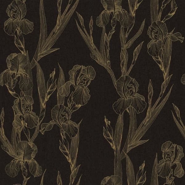 Non woven-tapet design Profhome 375263-GU slät matt färg svart gul 5,33 m2