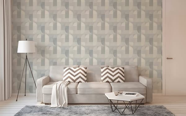 Non woven-tapet geometrisk Profhome 375315-GU lätt texturerad matt färg grå 5,33 m2