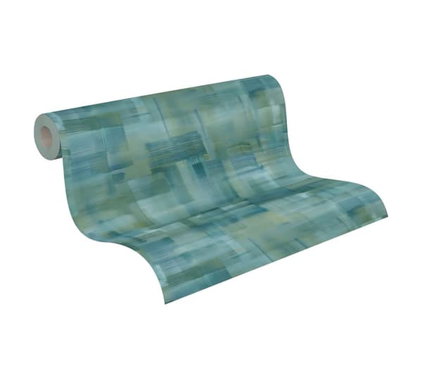 Ikke-vævet tapet aquarelle stil Profhome 375321-gu glat mat färg blå  grøn gul 5,33 m2