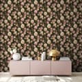 Miniatyrbild 5 av 7: Non woven-tapet blomster Profhome 376501-GU lätt texturerad matt färg rosa grädde grön 5,33 m2