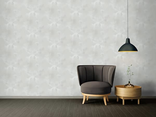 Non woven-tapet ornament Profhome 376531-GU lätt texturerad matt färg grå vit 5,33 m2