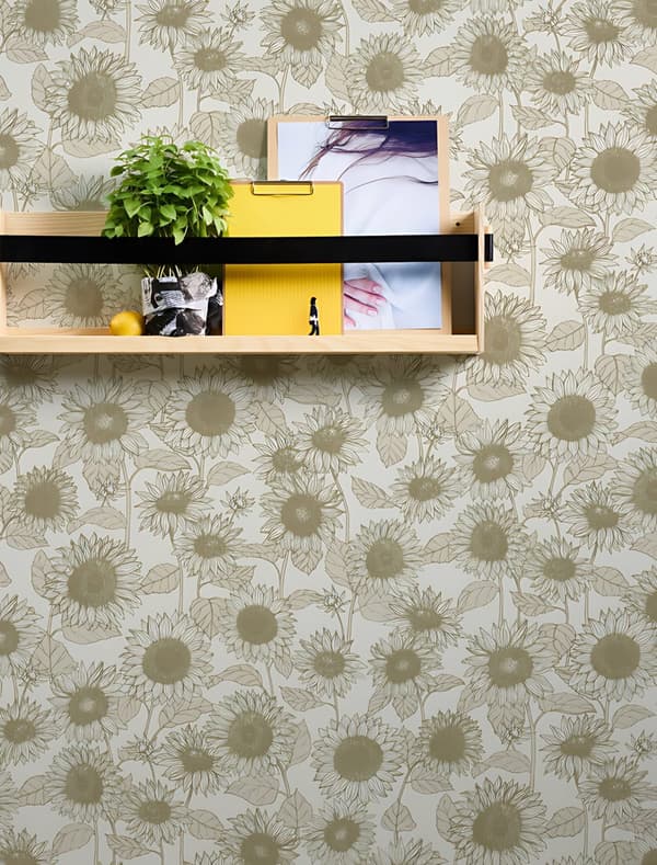 Non woven-tapet blomster Profhome 376851-GU lätt texturerad matt färg beige vit 5,33 m2
