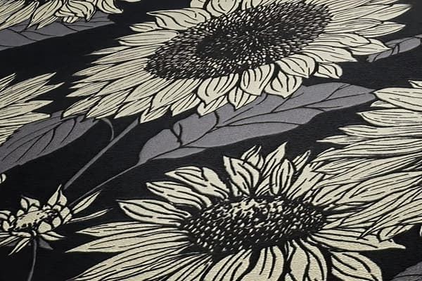 Non woven-tapet blomster Profhome 376854-GU slät glansigt mönster matt bakgrund färg svart antracit grå beige 5,33 m2