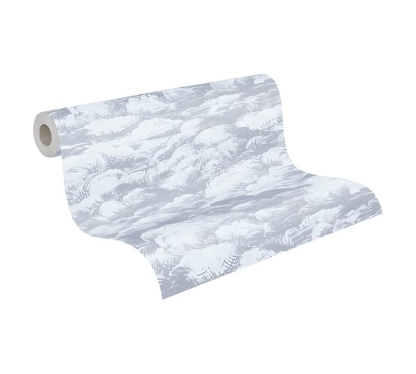 Non woven-tapet grafisk Profhome 377054-GU slät matt färg grå vit 5,33 m2