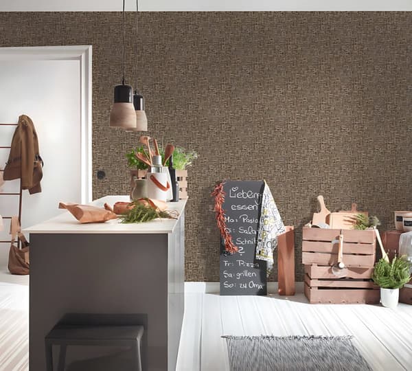 Non woven-tapet trä utseende Profhome 377061-GU slät matt färg brun 5,33 m2