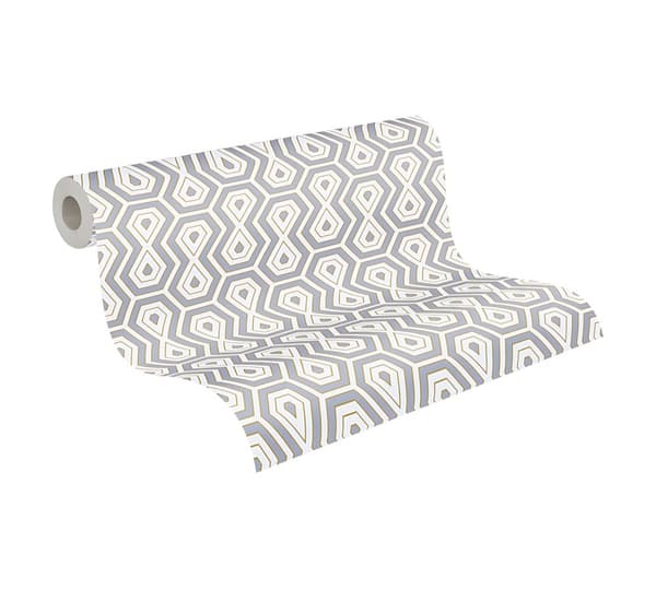 Non woven-tapet retro Profhome 377076-GU slät matt färg grå guld vit 5,33 m2