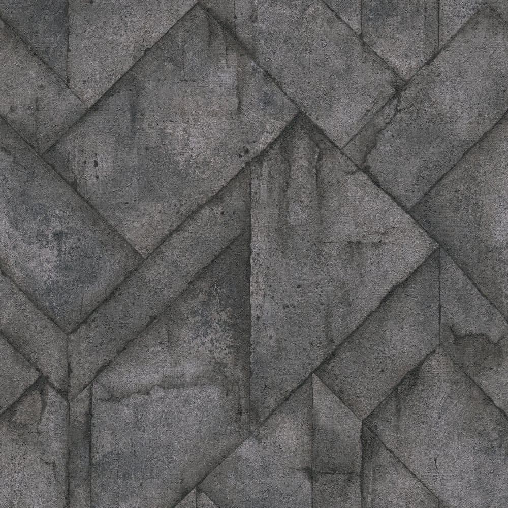 Non woven-tapet sten utseende Profhome 377412-GU lätt texturerad matt färg grå antracit svart 5,33 m2