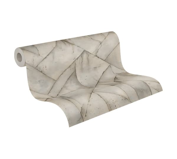Non woven-tapet sten utseende Profhome 377414-GU lätt texturerad matt färg beige brun grå 5,33 m2