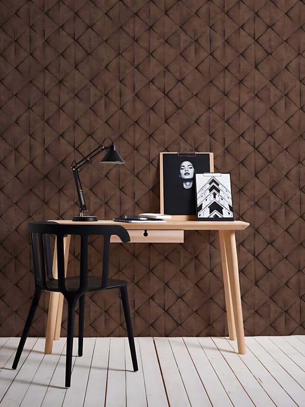 Non woven-tapet geometrisk Profhome 377424-GU slät matt färg brun svart 5,33 m2