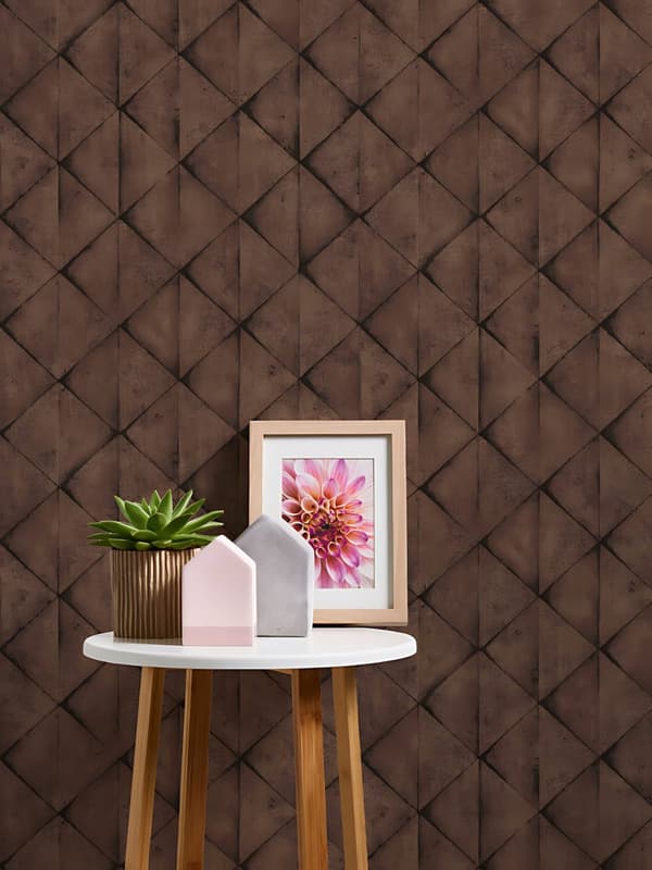 Non woven-tapet geometrisk Profhome 377424-GU slät matt färg brun svart 5,33 m2