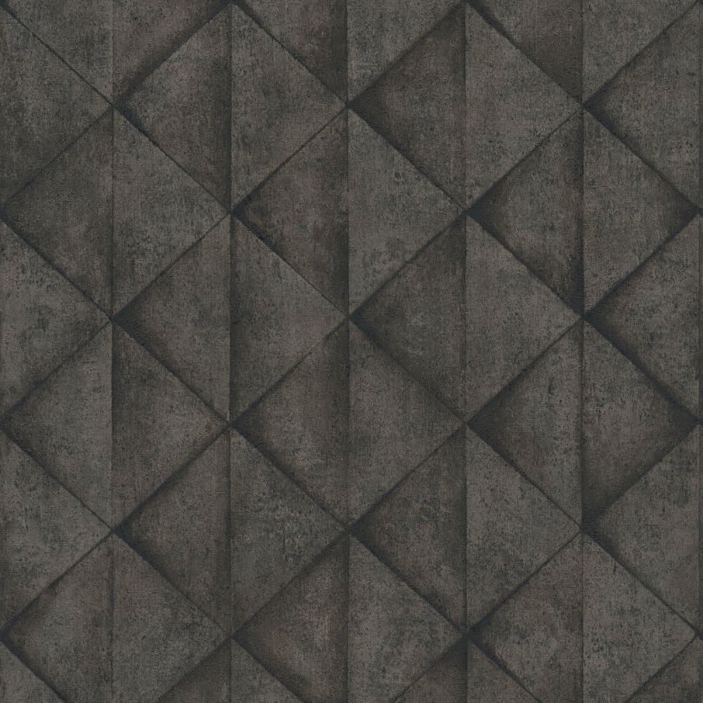 Non woven-tapet geometrisk Profhome 377425-GU slät matt färg grå svart antracit 5,33 m2