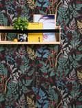 Miniatyrbild 6 av 6: Non woven-tapet blomster Profhome 377511-GU slät matt färg svart grön gul röd 5,33 m2