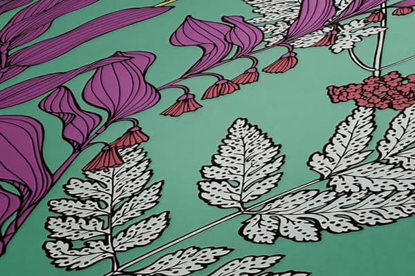 Non woven-tapet blomster Profhome 377516-GU slät matt färg grön violett grå röd 5,33 m2