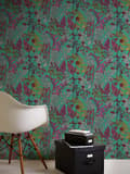 Miniatyrbild 5 av 6: Non woven-tapet blomster Profhome 377516-GU slät matt färg grön violett grå röd 5,33 m2