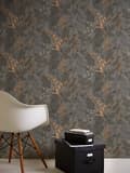 Miniatyrbild 5 av 6: Non woven-tapet blomster Profhome 377519-GU slät matt färg grå beige gul grädde 5,33 m2