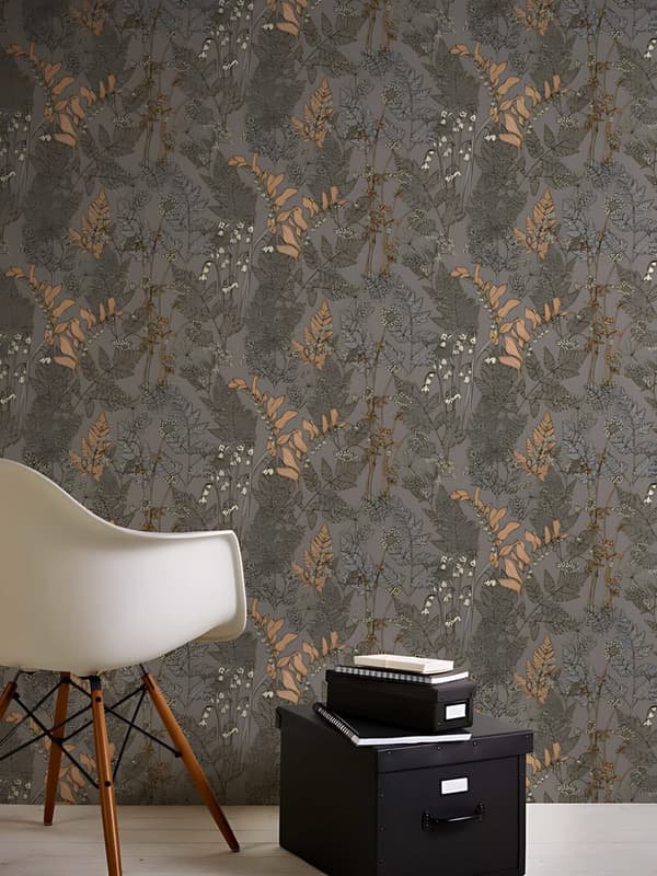 Non woven-tapet blomster Profhome 377519-GU slät matt färg grå beige gul grädde 5,33 m2