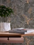 Miniatyrbild 6 av 6: Non woven-tapet blomster Profhome 377519-GU slät matt färg grå beige gul grädde 5,33 m2