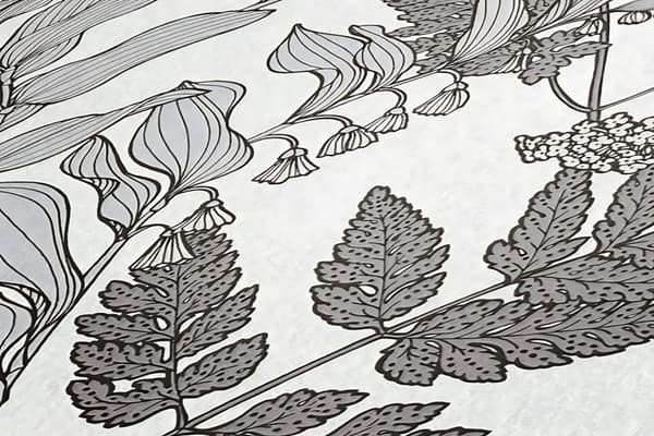 Non woven-tapet blomster Profhome 377521-GU slät matt färg vit grå 5,33 m2