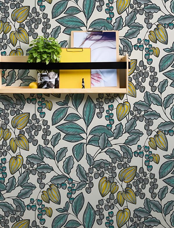 Ikke-vævet tapet blomster Profhome 377551-gu glat mat färg blå  hvid gul sort 5,33 m2