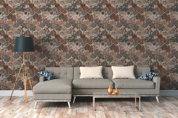 Ikke-vævet tapet skov Profhome 377575-gu glat mat färg beige rød orange grå 5,33 m2