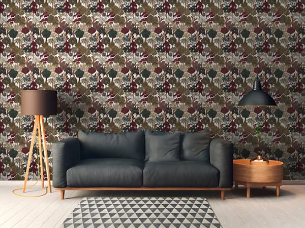 Ikke-vævet tapet skov Profhome 377577-gu glat mat färg rød beige brun grøn 5,33 m2