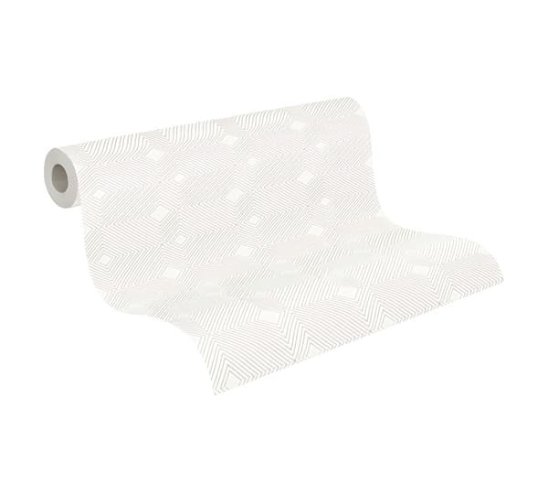 Non woven-tapet abstrakt Profhome 377585-GU lätt texturerad glittrande färg vit 5,33 m2