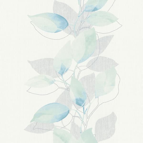 Non woven-tapet blomster Profhome 378151-GU lätt texturerad glansigt färg grön blå vit grå 5,33 m2