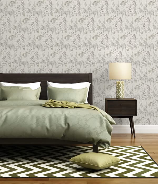 Non woven-tapet blomster Profhome 378303-GU lätt texturerad matt färg grå grön vit 5,33 m2