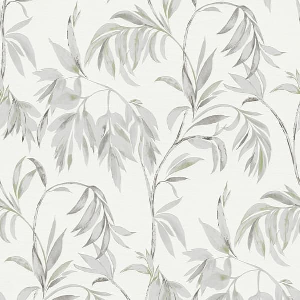 Non woven-tapet blomster Profhome 378303-GU lätt texturerad matt färg grå grön vit 5,33 m2