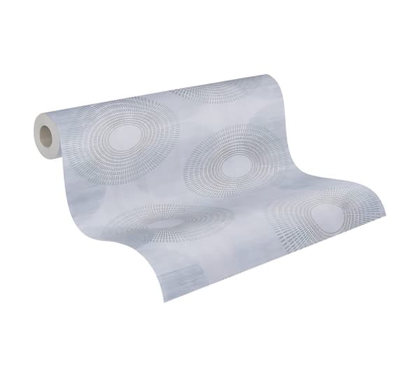 Non woven-tapet geometrisk Profhome 378321-GU lätt texturerad glittrande mönster matt bakgrund färg grå 5,33 m2