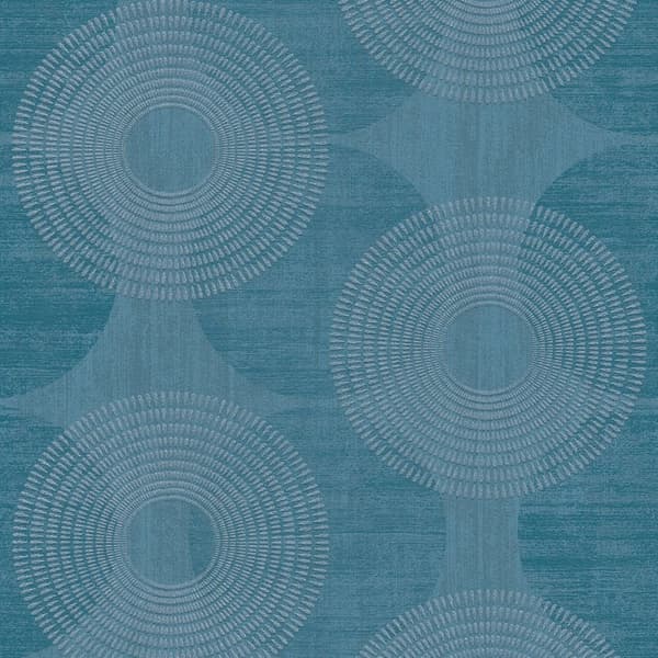 Non woven-tapet geometrisk Profhome 378325-GU lätt texturerad glittrande mönster matt bakgrund färg blå 5,33 m2