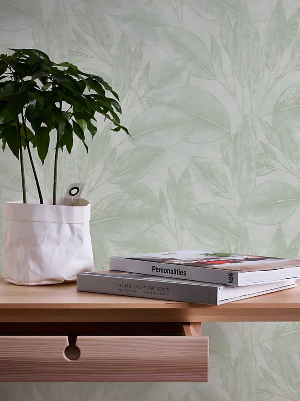 Non woven-tapet blomster Profhome 378363-GU texturerad matt färg grön 5,33 m2