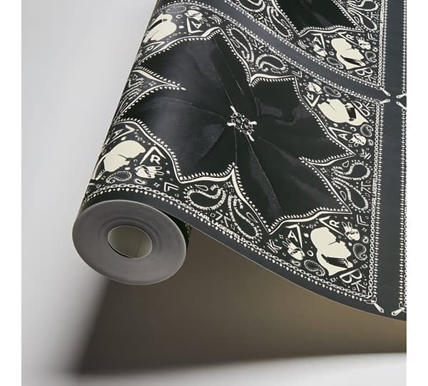Non woven-tapet ornament Profhome 378452-GU lätt texturerad glansigt färg svart vit 5,33 m2