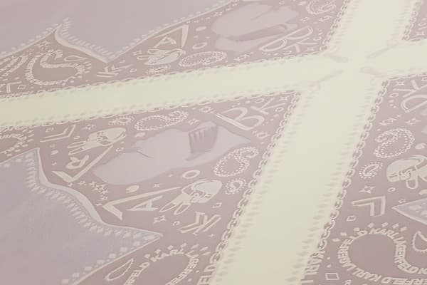 Non woven-tapet ornament Profhome 378454-GU lätt texturerad matt färg rosa vit 5,33 m2