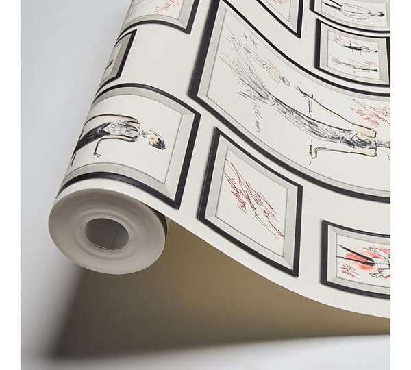 Non woven-tapet abstrakt Profhome 378463-GU lätt texturerad glittrande färg vit svart röd grå 5,33 m2