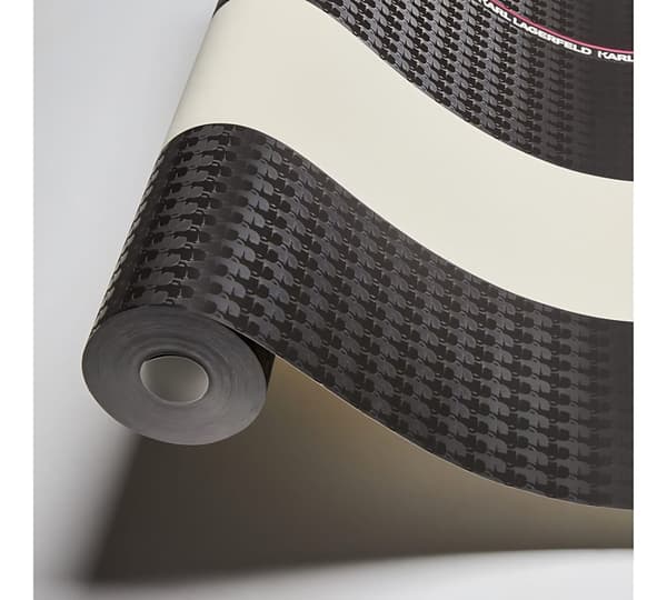 Non woven-tapet ränder Profhome 378482-GU slät glansigt färg svart vit violett 5,33 m2