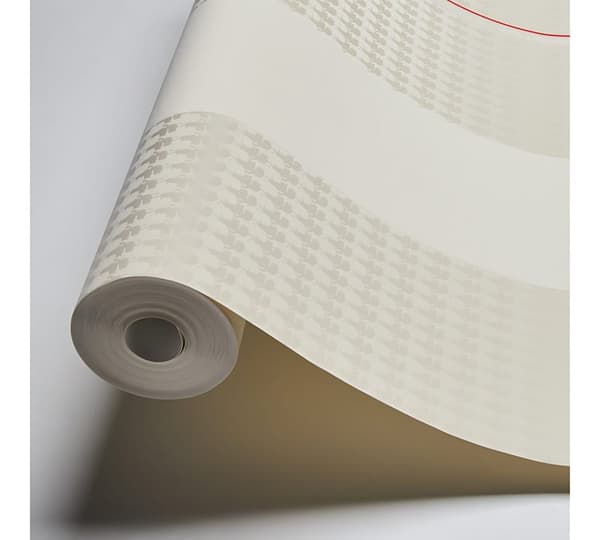 Non woven-tapet ränder Profhome 378483-GU slät glansigt färg vit röd grå 5,33 m2