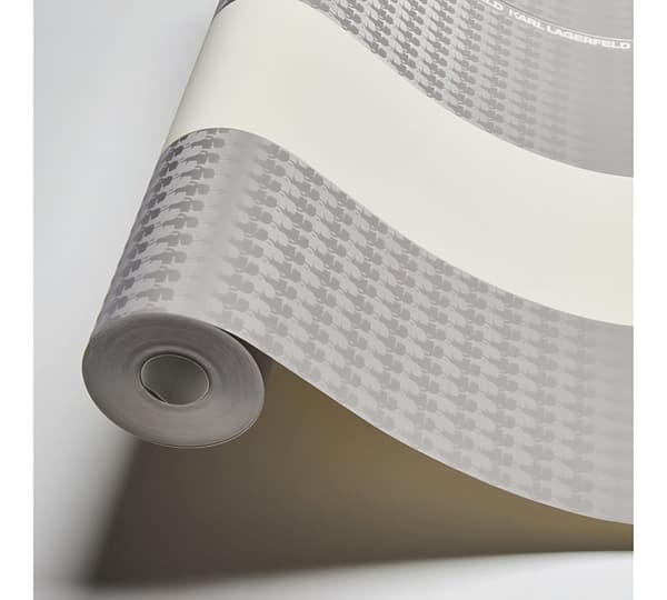 Non woven-tapet ränder Profhome 378485-GU slät glansigt färg grå vit 5,33 m2
