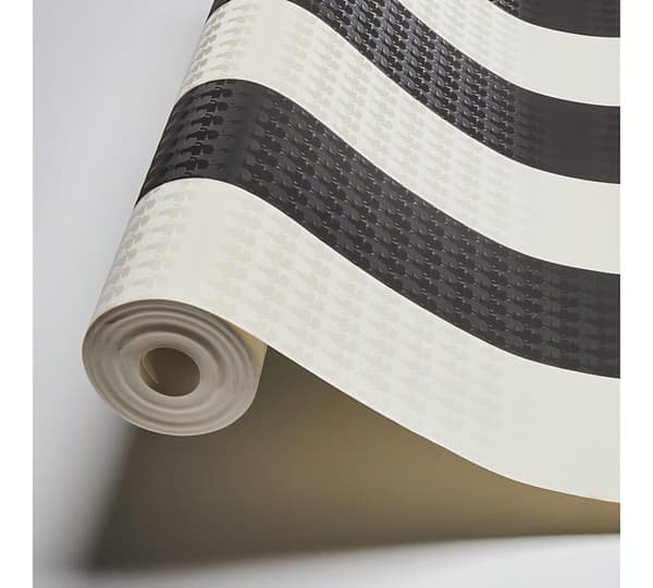 Non woven-tapet ränder Profhome 378492-GU slät glansigt färg svart vit 5,33 m2