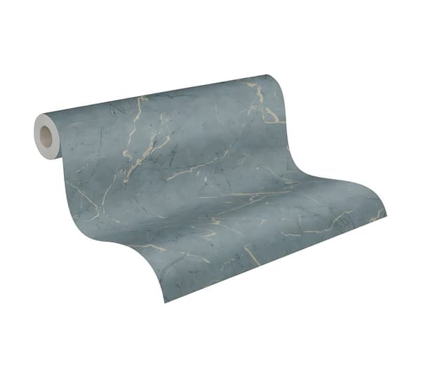 Non woven-tapet sten utseende Profhome 378551-GU slät glansigt färg blå beige 5,33 m2