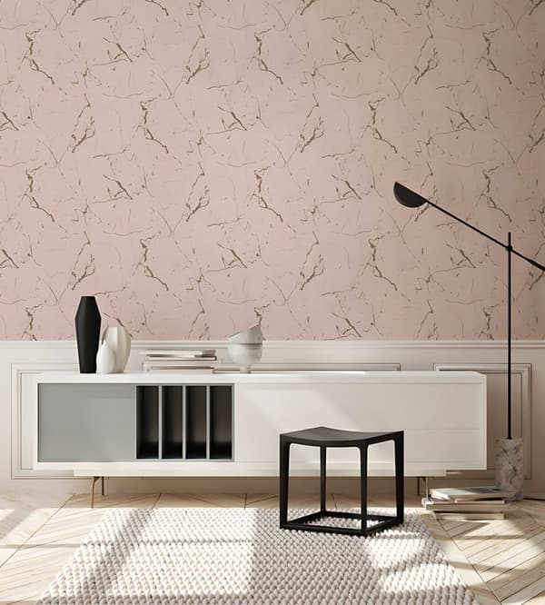 Non woven-tapet sten utseende Profhome 378554-GU slät glansigt färg rosa beige 5,33 m2