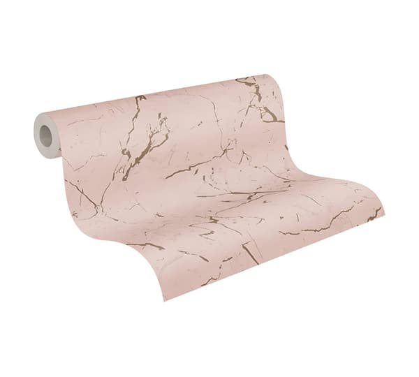 Non woven-tapet sten utseende Profhome 378554-GU slät glansigt färg rosa beige 5,33 m2