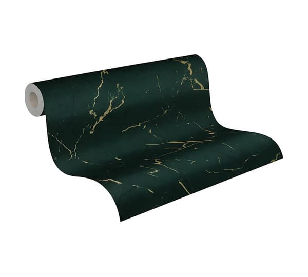 Non woven-tapet sten utseende Profhome 378555-GU slät glansigt färg grön guld 5,33 m2